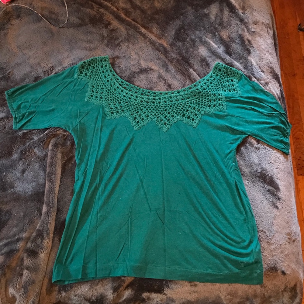AEO Teal Crochet Top Shirt